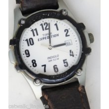 Timex Men's Retro Watch Expedition Analog Dial Indiglo Leather Strap Date