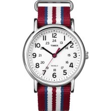 Timex Originals Central Park Quartz Watch With White Dial Analogue Display And Multicolour Nylon Strap T2n746pf