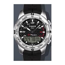 Tissot T-Touch II Titanium and Rubber 42.7 mm Watch - Black Dial, Black Rubber Strap T0474204720700 Sale Authentic