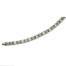 Titanium 14K Inlay Mens Designer Link Bracelet