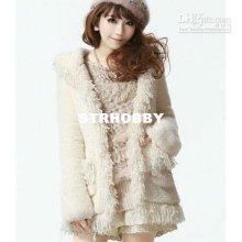 Trench Coat Chic Womens Fringe Hooded Coat With Pocket Beige F 3581