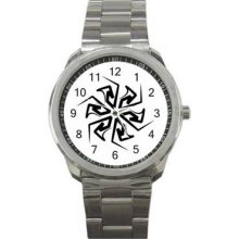 Tribal Tattoo Unisex Silver-Tone Sports Metal Watch 31