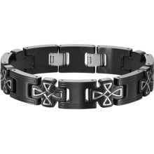 Triton Black Stainless Steel Celtic Cross Bracelet