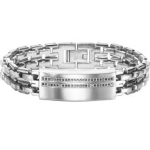 Triton Stainless Steel and Black Diamonds ID Bracelet