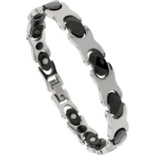 Tungsten Carbide Magnetic Bracelet, 2-tone W/ Hugs & Kisses Xoxo Links Btn163