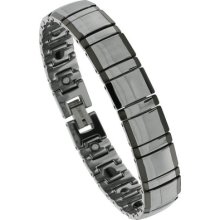 Tungsten Carbide Magnetic Bracelet W/ Black Edge Bar Links Btn147