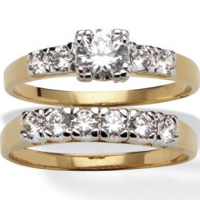 Ultimate Cz 14k Goldplated Cubic Zirconia 2-piece Bridal-style Ring Set