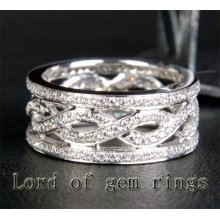 Unique Eternity Band 1.05ct Diamond Solid 14k White Gold Women Mens Wedding Ring