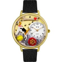 Unisex Beagle Black Skin Leather and Goldtone Watch in Gold ...