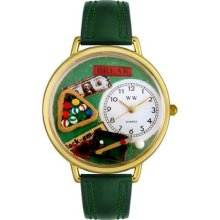 Unisex Billiards Hunter Green Leather and Goldtone Watch in Gold ...