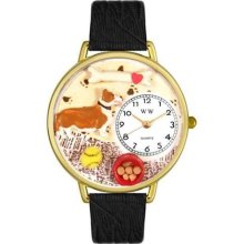 Unisex Corgi Black Skin Leather and Goldtone Watch in Gold ...