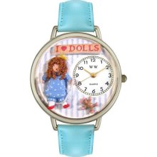 Unisex Doll Lover Baby Blue Leather and Silvertone Watch in Silve ...