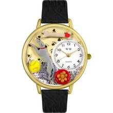 Unisex Greyhound Black Skin Leather and Goldtone Watch in Gold ...