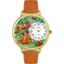 Unisex Horse Competition Tan Leather and Goldtone Watch in Gold ...