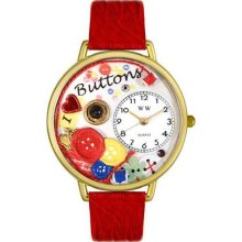 Unisex I Love Buttons Red Leather and Goldtone Watch in Gold ...