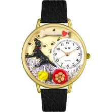 Unisex Labrador Retriever Black Skin Leather and Goldtone Watch i ...