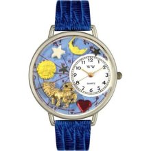 Unisex Leo Royal Blue Leather and Silvertone Watch in Silver ...