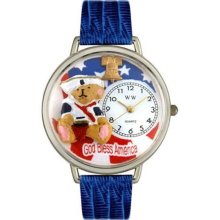 Unisex Patriotic Teddy Bear Royal Blue Leather and