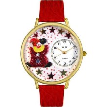 Unisex Red Star Clown Red Leather and Goldtone Watch in Gold ...