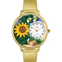 Unisex Sunflower Gold Leather and Goldtone Watch in Gold ...