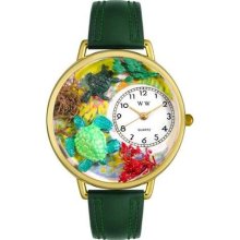 Unisex Turtles Hunter Green Leather and Goldtone Watch in Gold ...