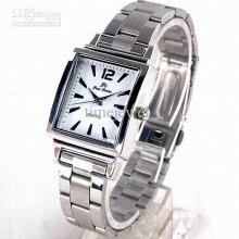 Value Choice Men Square Quartz Wristwatch Wear White Face Stainless