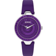 Versus Women's Quartz Watch With Purple Dial Analogue Display And Purple Leather Strap 3C7210 0000