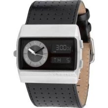 Vestal Monte Carlo Leather Watch - Black / Silver / Black -