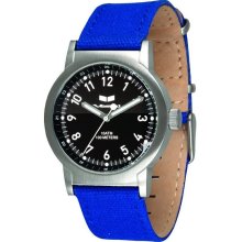 Vestal Unisex Alpha Bravo Analog Stainless Watch - Blue Nylon Strap - Black Dial - ALP007