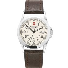 Victorinox Swiss Army 'Infantry' 38mm Watch with Leather Band White/Brown