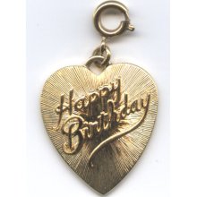 Vintage Bracelet Charm Happy Birthday Gold Tone Engravable On Back Quality Piece