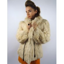 Vintage Luxe Rabbit Fur Jacket Coat Cream S/m