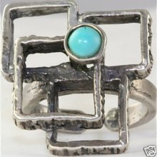 Vintage Modernist Sterling Silver Israel Geometric Ring