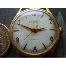 Vintage Soviet mechanical Wrist Watch VOSTOK / Rare dial gold plated wrist watch USSR era 1970s