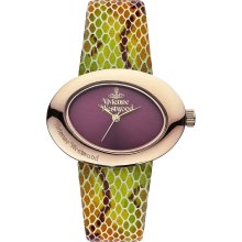 Vivienne Westwood Ellipse Women's Quartz Watch With Red Dial Analogue Display And Multicolour Leather Strap Vv014rs