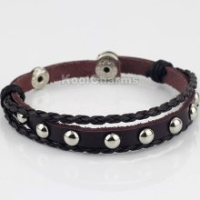 Vogue Snap Closure Genuine Surfer Tribal Leather Mens Womens Bracelet Wristband