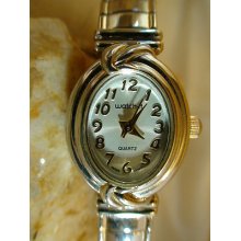 Watch It Sparkling Silver Tone Gold Numerals Ladies Quartz Watch Works Well (c1)