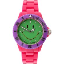 Wave Gear Smiley Happy Time Mens WGS-CBRGV01 Color Block Pink&Green Analog Watch