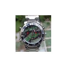 weide diving sports led light chronograph green dial mens wrist watch