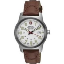 Wenger 72900 Classic Field Watch White Dial / Brown Leather Strap Swiss Quartz