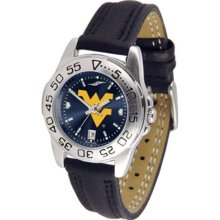 West Virginia Mountaineers Sport AnoChrome Ladies Watch with Leather Band