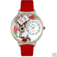 Whimsical 3d Love Story Novelty Watch Ladies Unisex Red Leather Made In The Usa