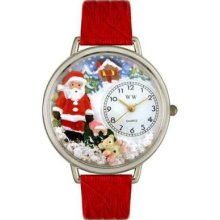 Whimsical 3d Unisex Santa Claus Red Leather Christmas Watch - Seiko Stainless