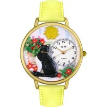 Whimsical Watches Gold Whims-G0120010 Unisex G0120010 Basking Cat Yellow Leather Watch