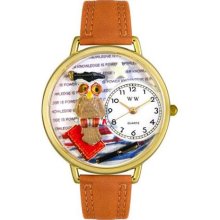 Whimsical Watches Gold Whims-G0640011 Unisex G0640011 Knowledge Is Power Tan Leather Watch