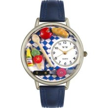 Whimsical Watches Silver Steel Whims-U0310001 Unisex U0310001 Gourmet Navy Blue Leather Watch