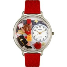 Whimsical Watches U-0640002 Unisex Kindergarten Teacher Red Leather Wa