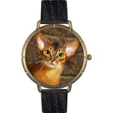 Whimsical Watches Unisex Abyssinian Cat Photo Watch with Black Leather Color