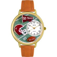 Whimsical Watches Unisex Football Gold G0820008 Orange Leather Analog Quartz Watch with White Dial