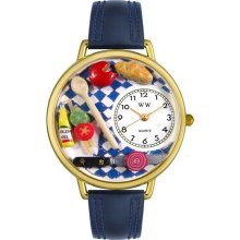 Whimsical Watches Unisex Gourmet Gold G0310001 Blue Leather Analog Quartz Watch with White Dial